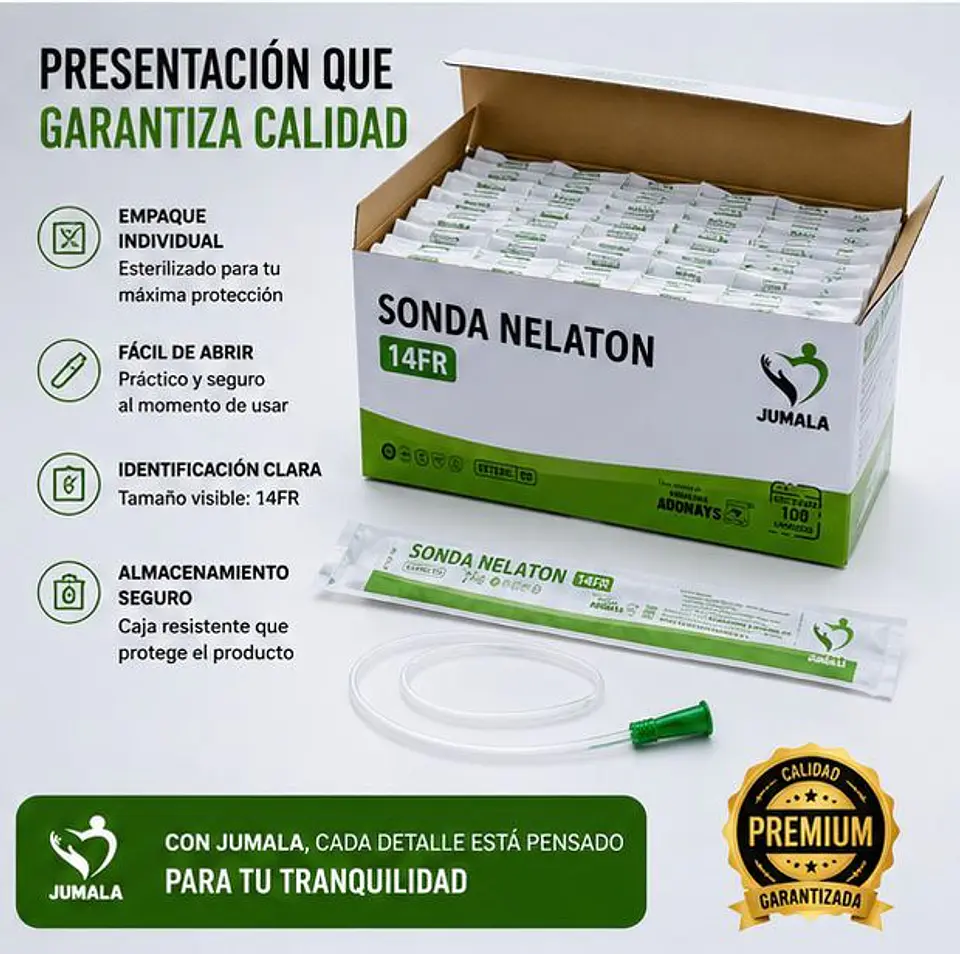 Sonda Nelaton Estéril 14 FR Jumala – Embalaje 600 Unidades (6 Cajas x 100 Unidades) 4