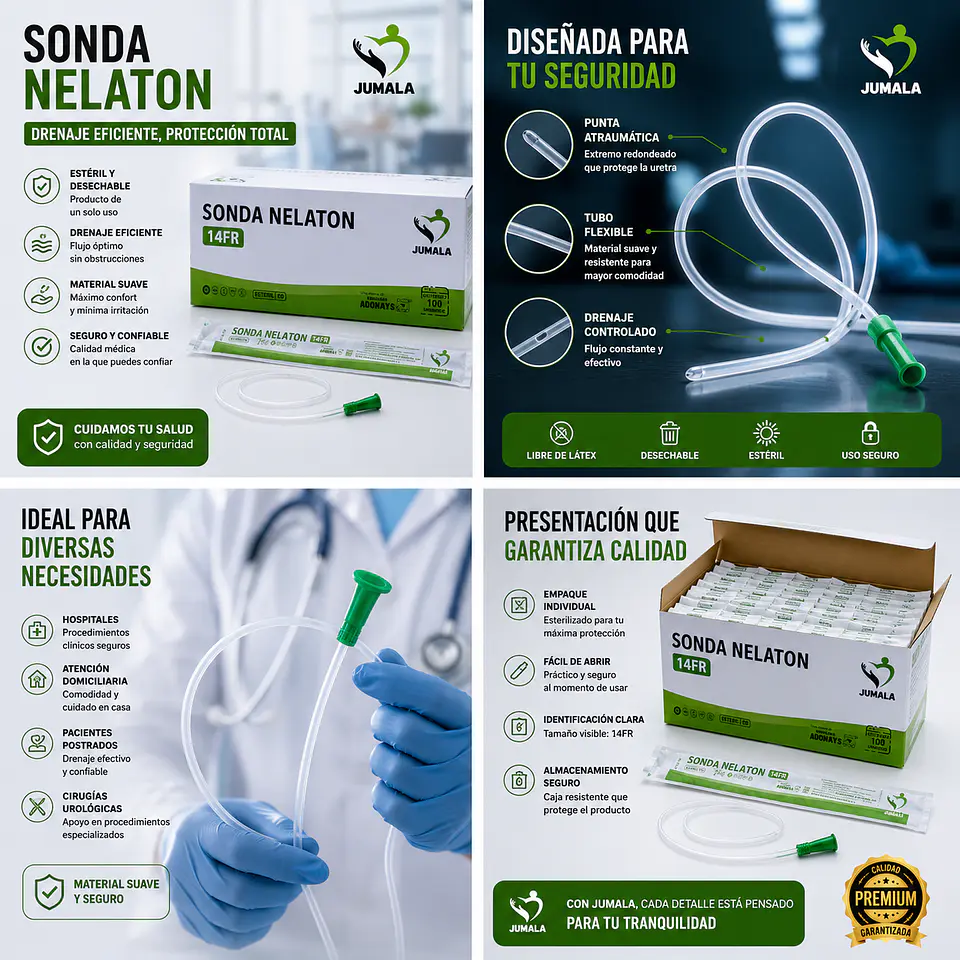 Sonda Nelaton Estéril 14 FR Jumala – Embalaje 600 Unidades (6 Cajas x 100 Unidades) 5