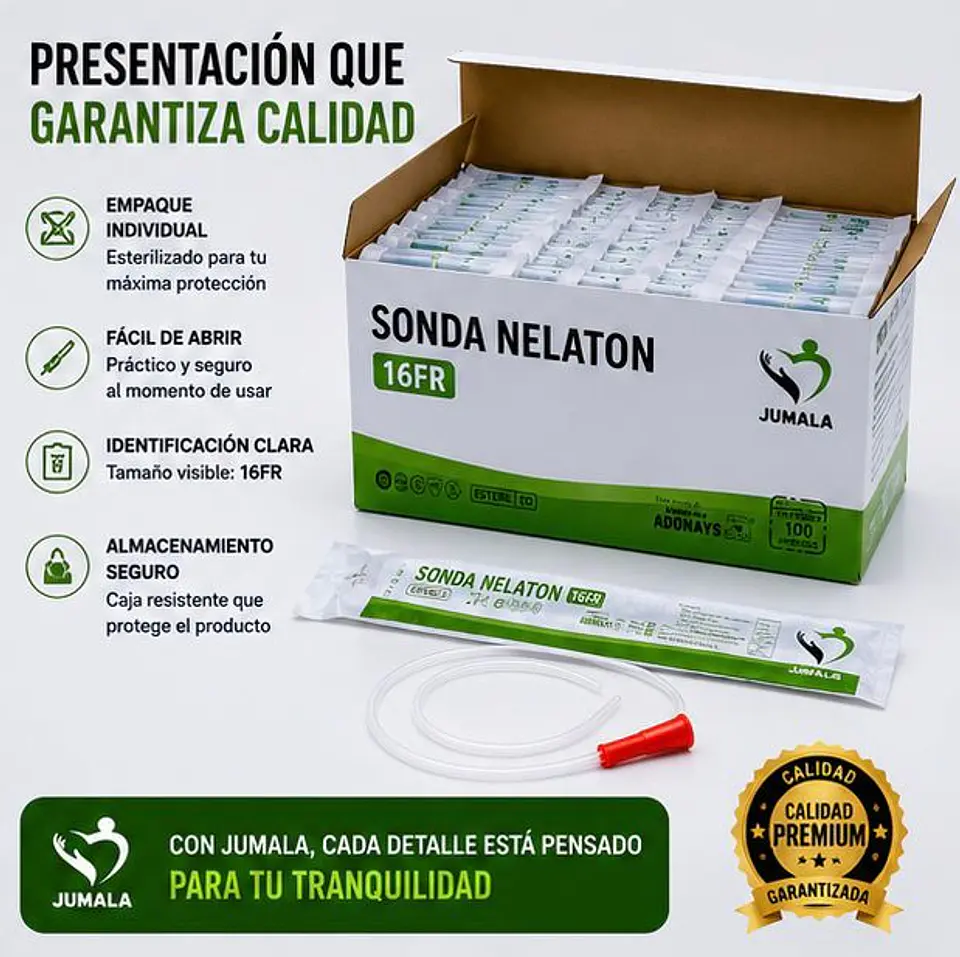 Sonda Nelaton Estéril 16 FR Jumala – Embalaje 600 Unidades (6 Cajas x 100 Unidades) 4