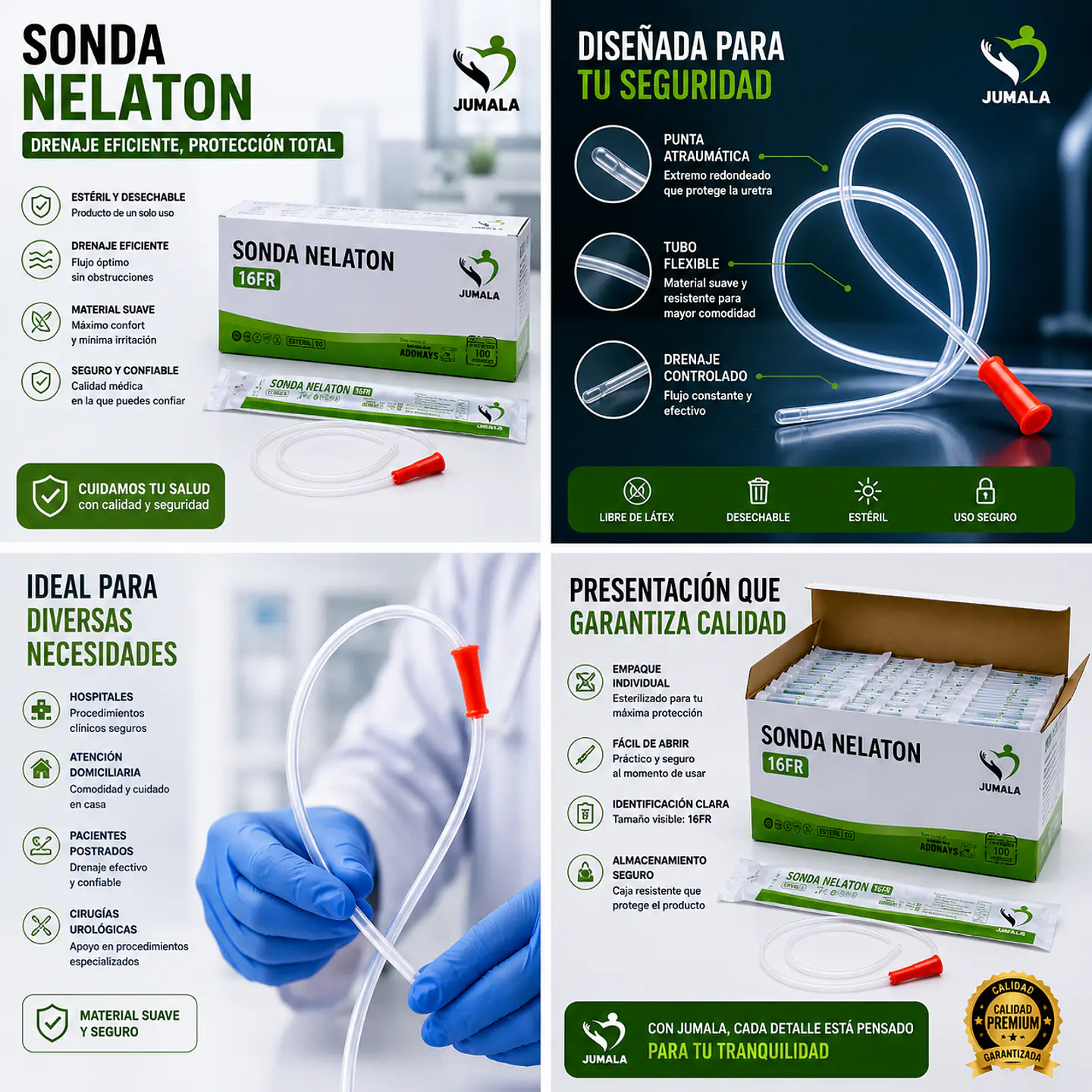 Sonda Nelaton Estéril 16 FR Jumala – Embalaje 600 Unidades (6 Cajas x 100 Unidades) 5