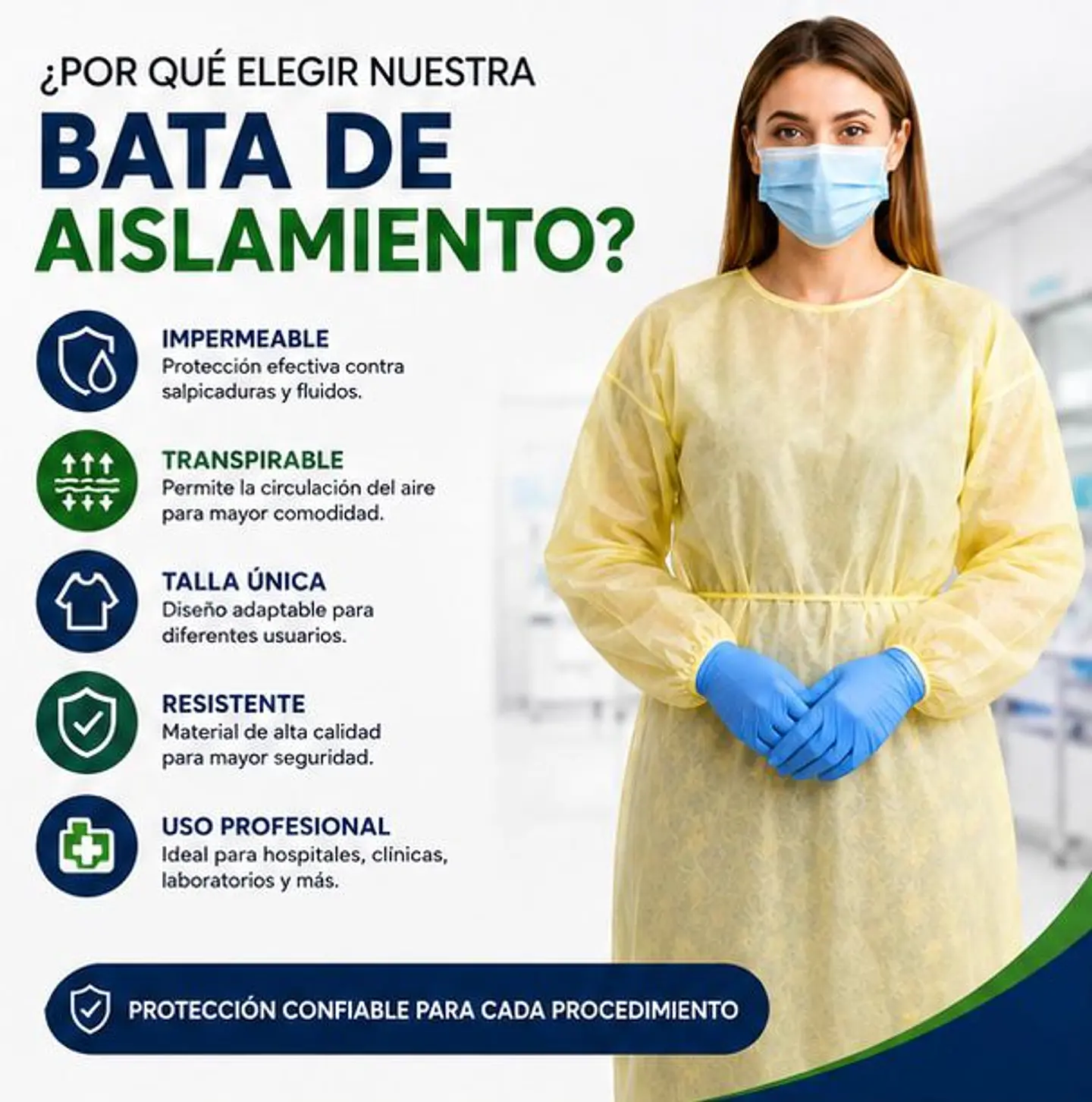 Bata de Aislamiento Desechable Color Amarillo – Embalaje 100 Unidades 5