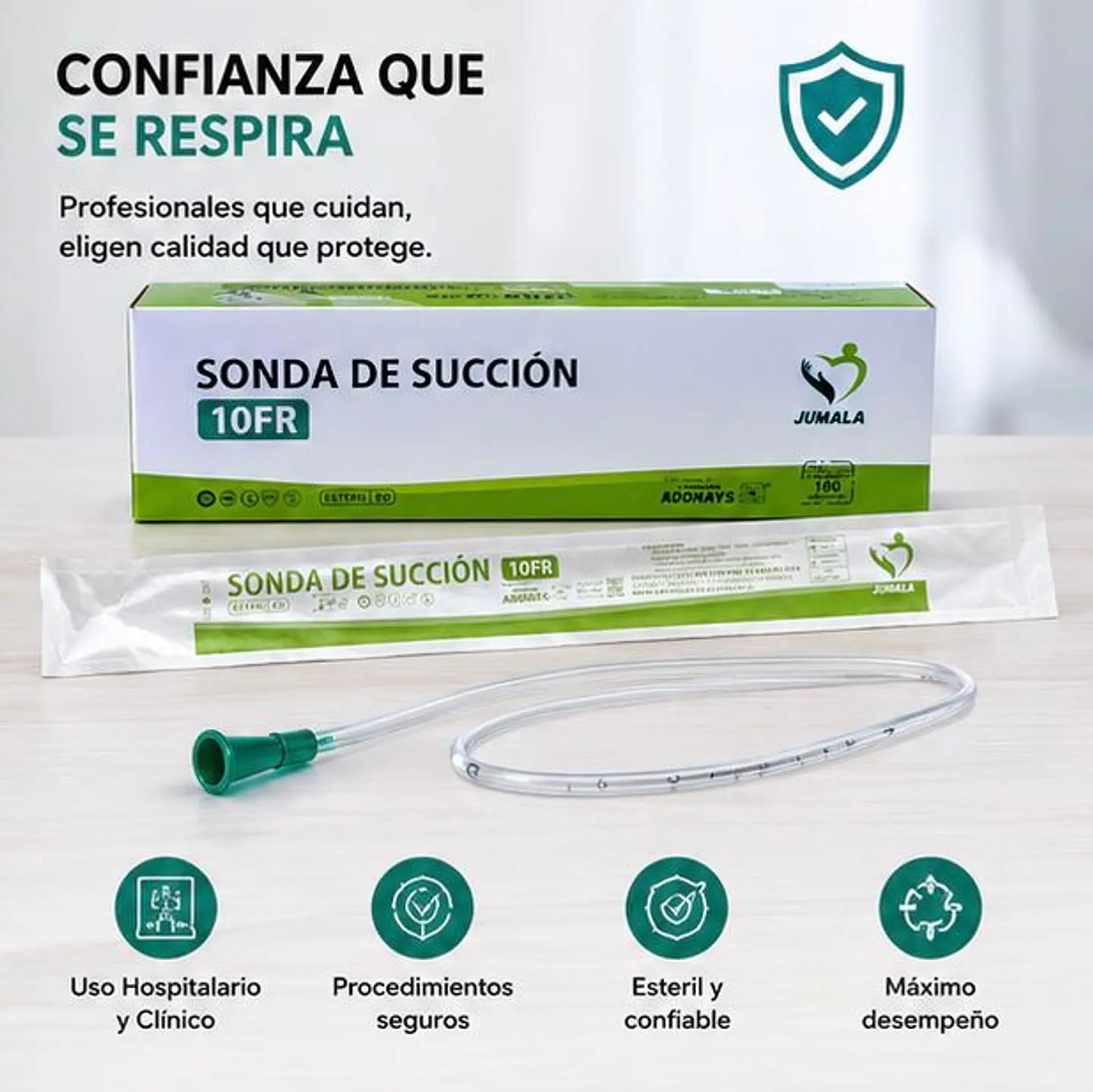 Sonda de Succión Estéril 10 FR Jumala – Embalaje 600 Unidades (6 Cajas x 100 Unidades) 4