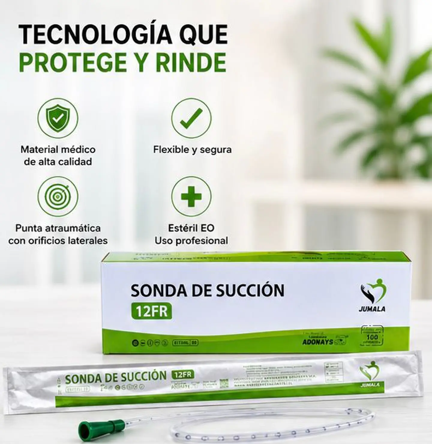 Sonda de Succión Estéril 12 FR Jumala – Embalaje 600 Unidades (6 Cajas x 100 Unidades) 4