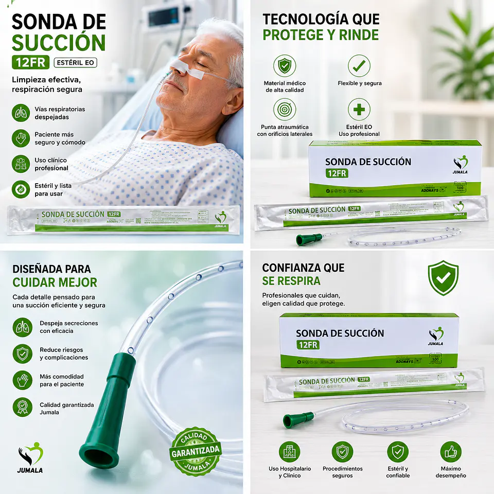 Sonda de Succión Estéril 12 FR Jumala – Embalaje 600 Unidades (6 Cajas x 100 Unidades) 5
