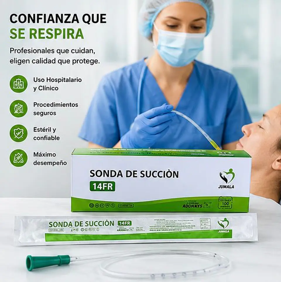 Sonda de Succión Estéril 14 FR Jumala – Embalaje 600 Unidades (6 Cajas x 100 Unidades) 1