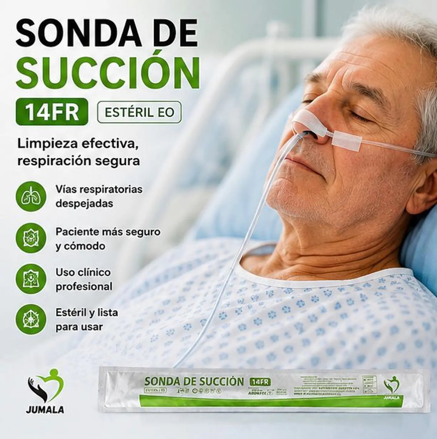 Sonda de Succión Estéril 14 FR Jumala – Embalaje 600 Unidades (6 Cajas x 100 Unidades) 2