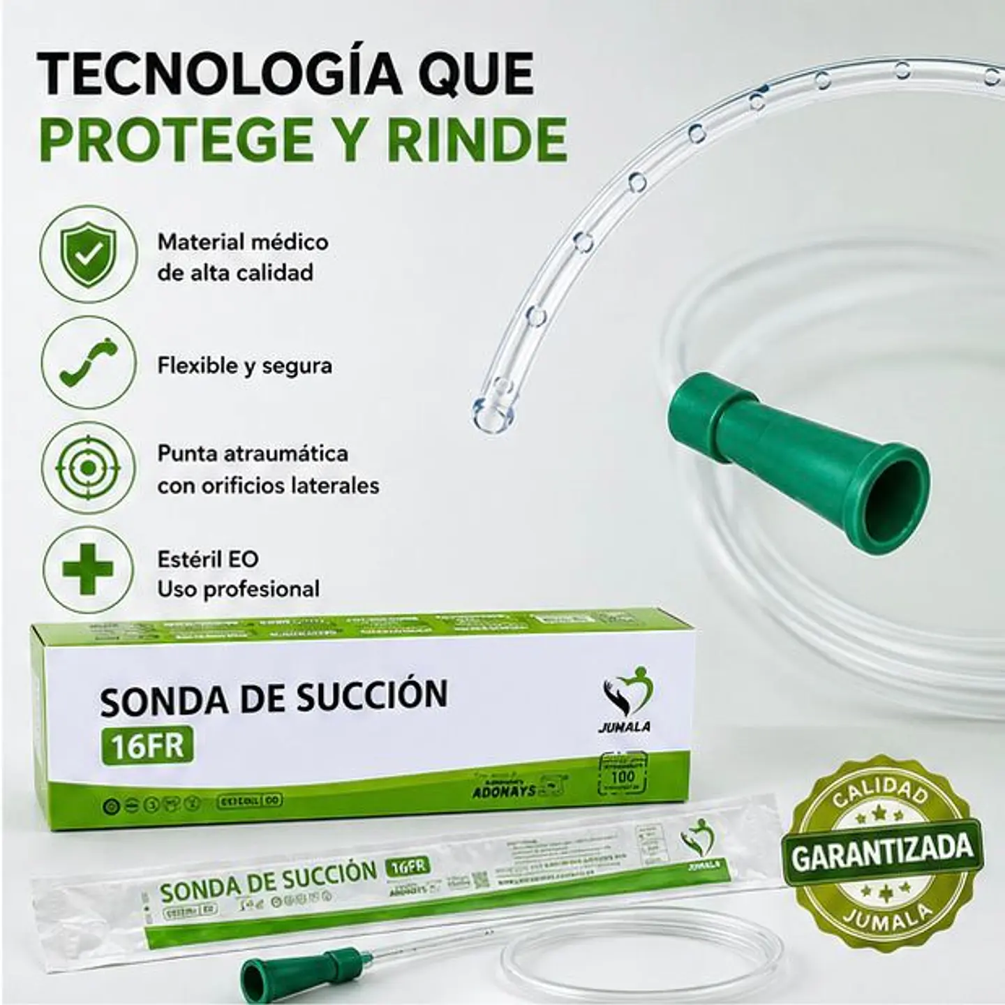 Sonda de Succión Estéril 16 FR Jumala – Embalaje 600 Unidades (6 Cajas x 100 Unidades) 4
