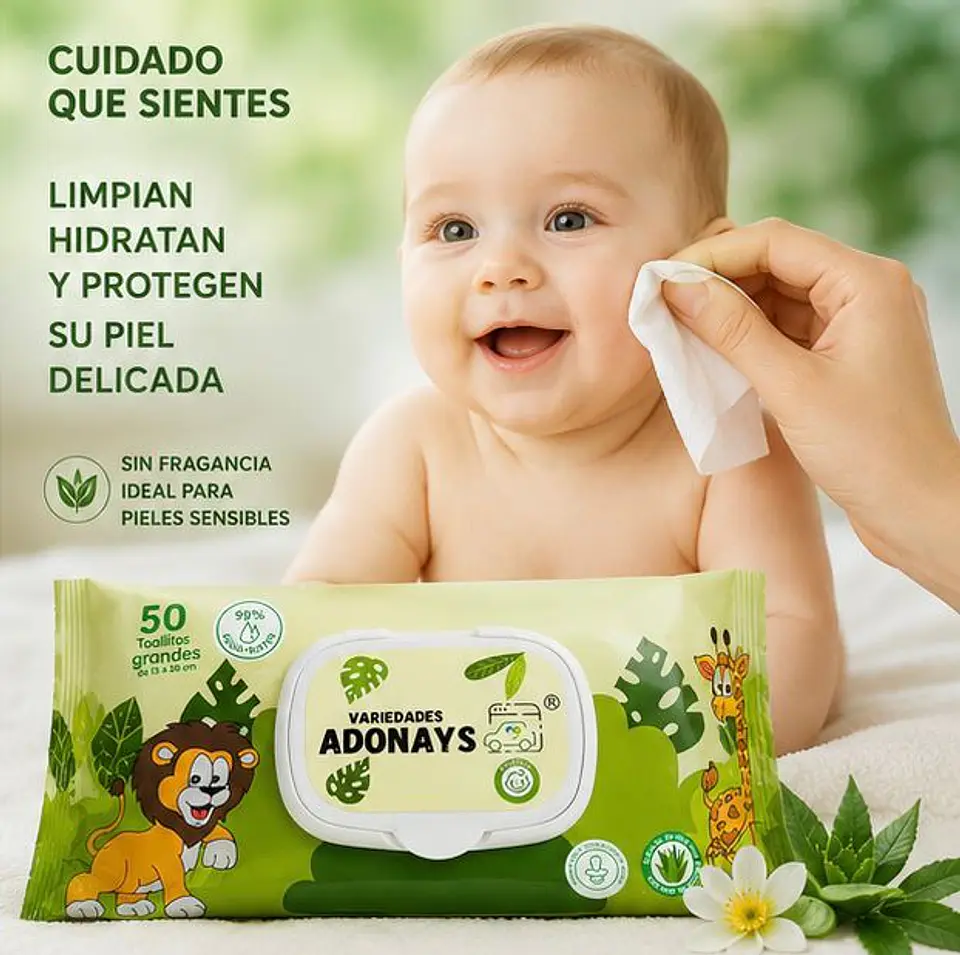 Toallitas Húmedas Con Fragancia Variedades Adonays  – Embalaje 2.000 Unidades (40 Paquetes x 50 Unidades) 4
