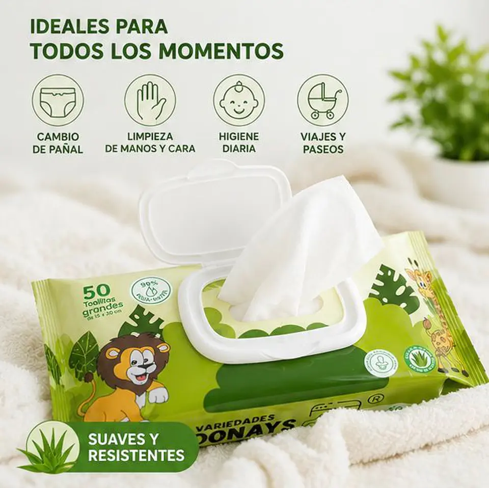 Toallitas Húmedas Con Fragancia Variedades Adonays  – Embalaje 2.000 Unidades (40 Paquetes x 50 Unidades) 3