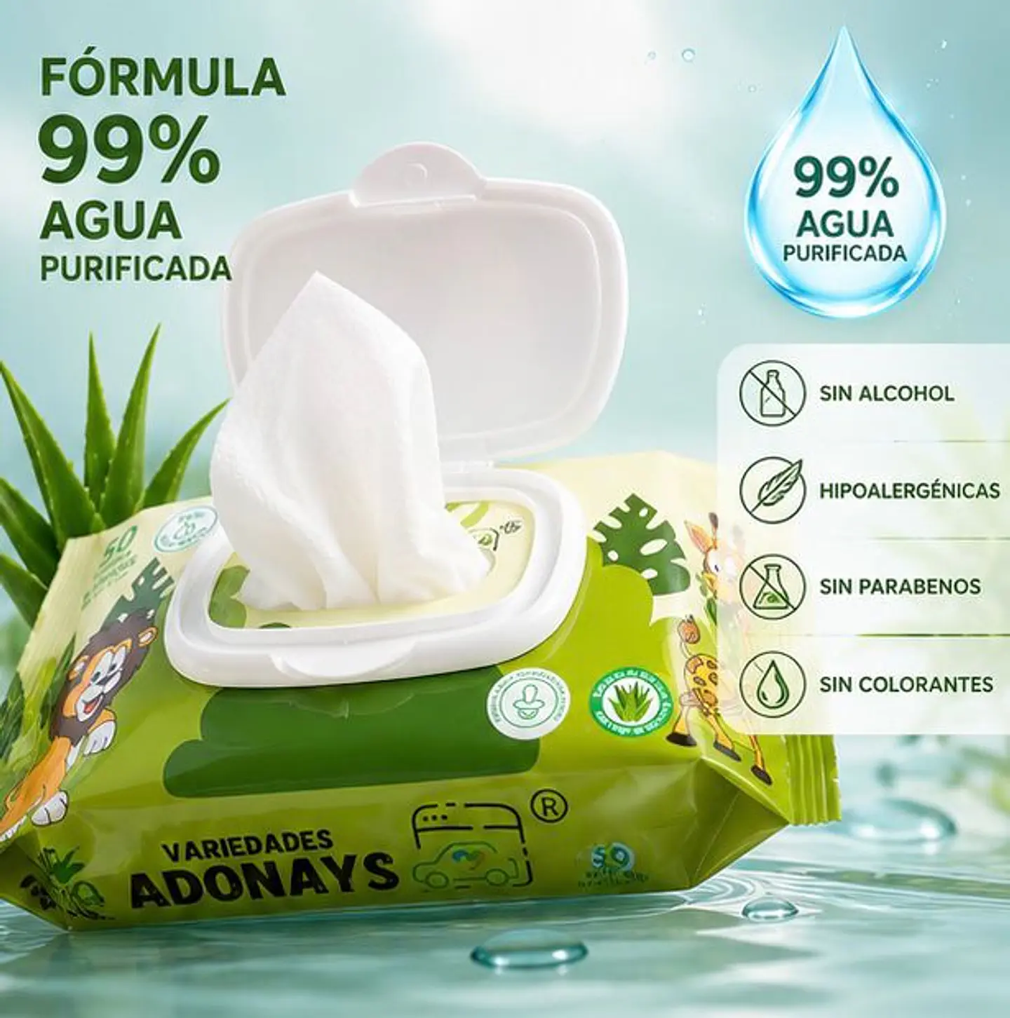 Toallitas Húmedas Con Fragancia Variedades Adonays  – Embalaje 2.000 Unidades (40 Paquetes x 50 Unidades) 2