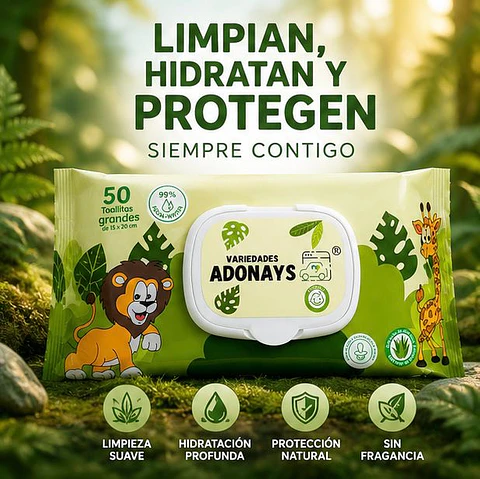 Toallitas Húmedas Con Fragancia Variedades Adonays  – Embalaje 2.000 Unidades (40 Paquetes x 50 Unidades)