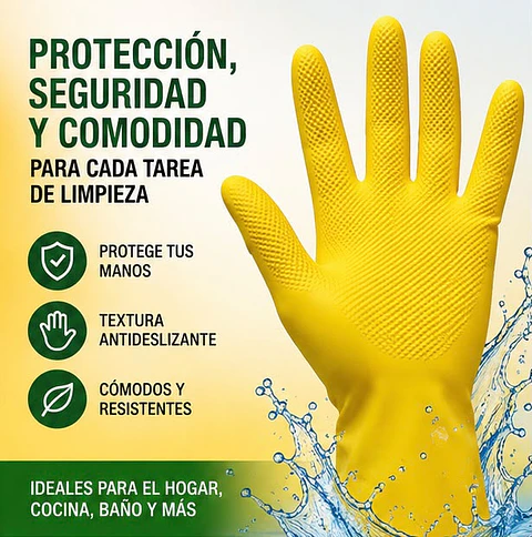 Guantes Látex Amarillo Limpieza – Embalaje 288 Unidades (144 Paquetes x Par)