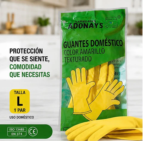 Guantes Látex Amarillo Limpieza – Embalaje 288 Unidades (144 Paquetes x Par)