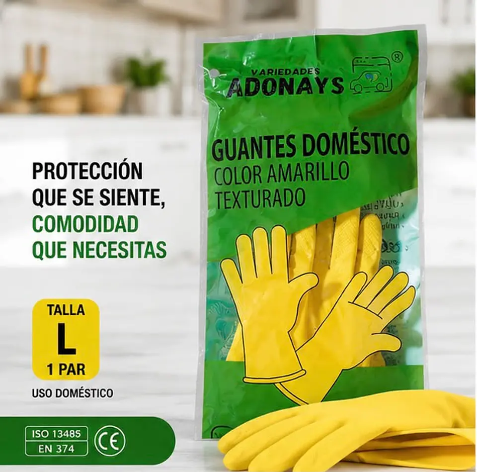 Guantes Látex Amarillo Limpieza – Embalaje 288 Unidades (144 Paquetes x Par) 2