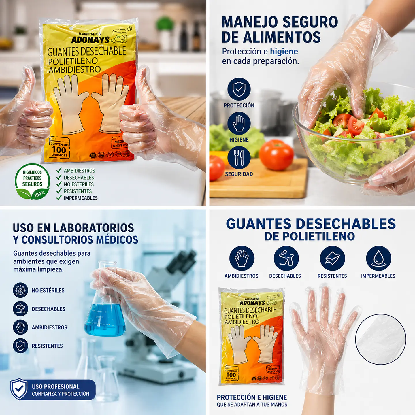Guantes Desechables Multiusos Polietileno – Embalaje 10.000 Unidades (100 Paquetes x 100 Unidades) 7