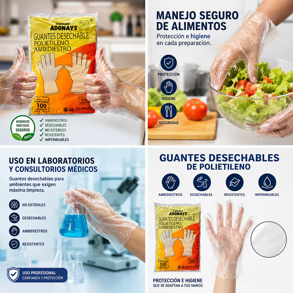 Guantes Desechables Multiusos Polietileno – Embalaje 10.000 Unidades (100 Paquetes x 100 Unidades) 7