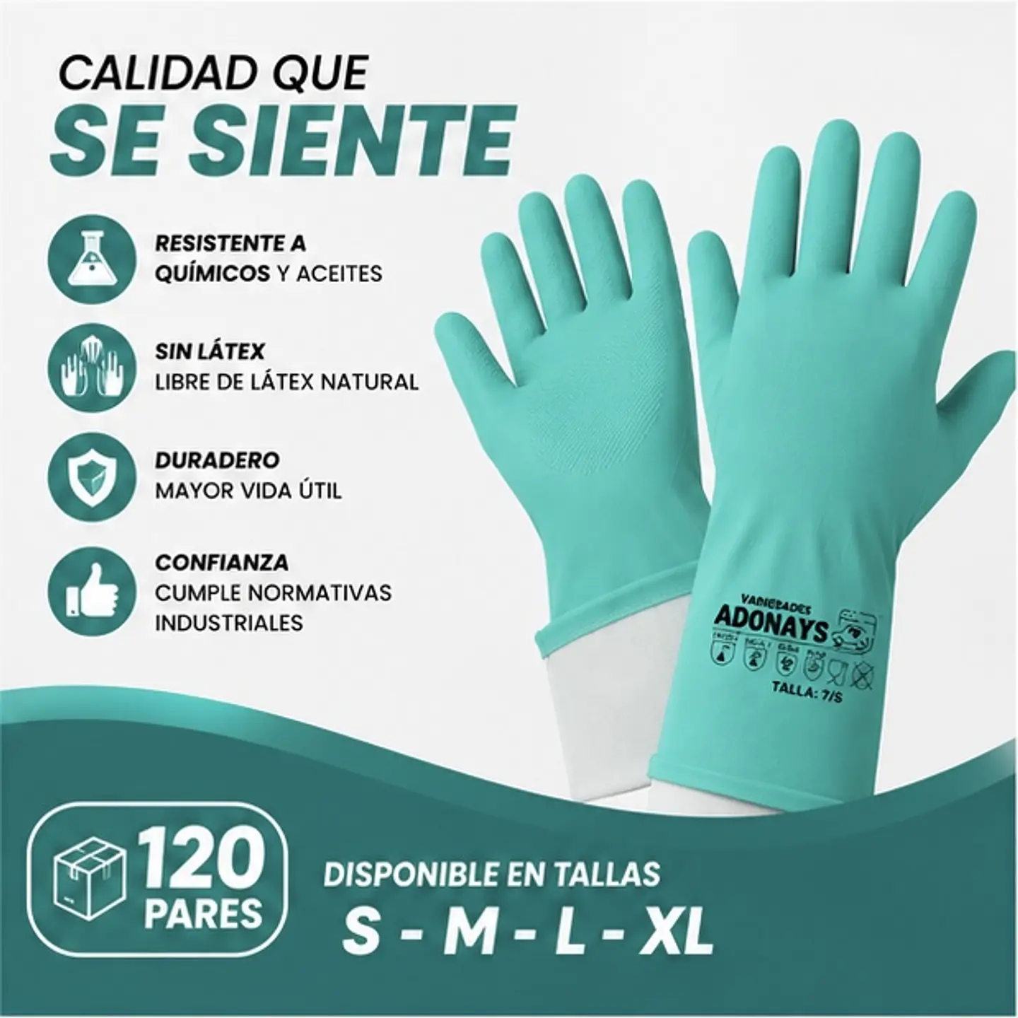 Guantes Nitrilo Industrial Verde Limpieza – Embalaje 120 Pares 3