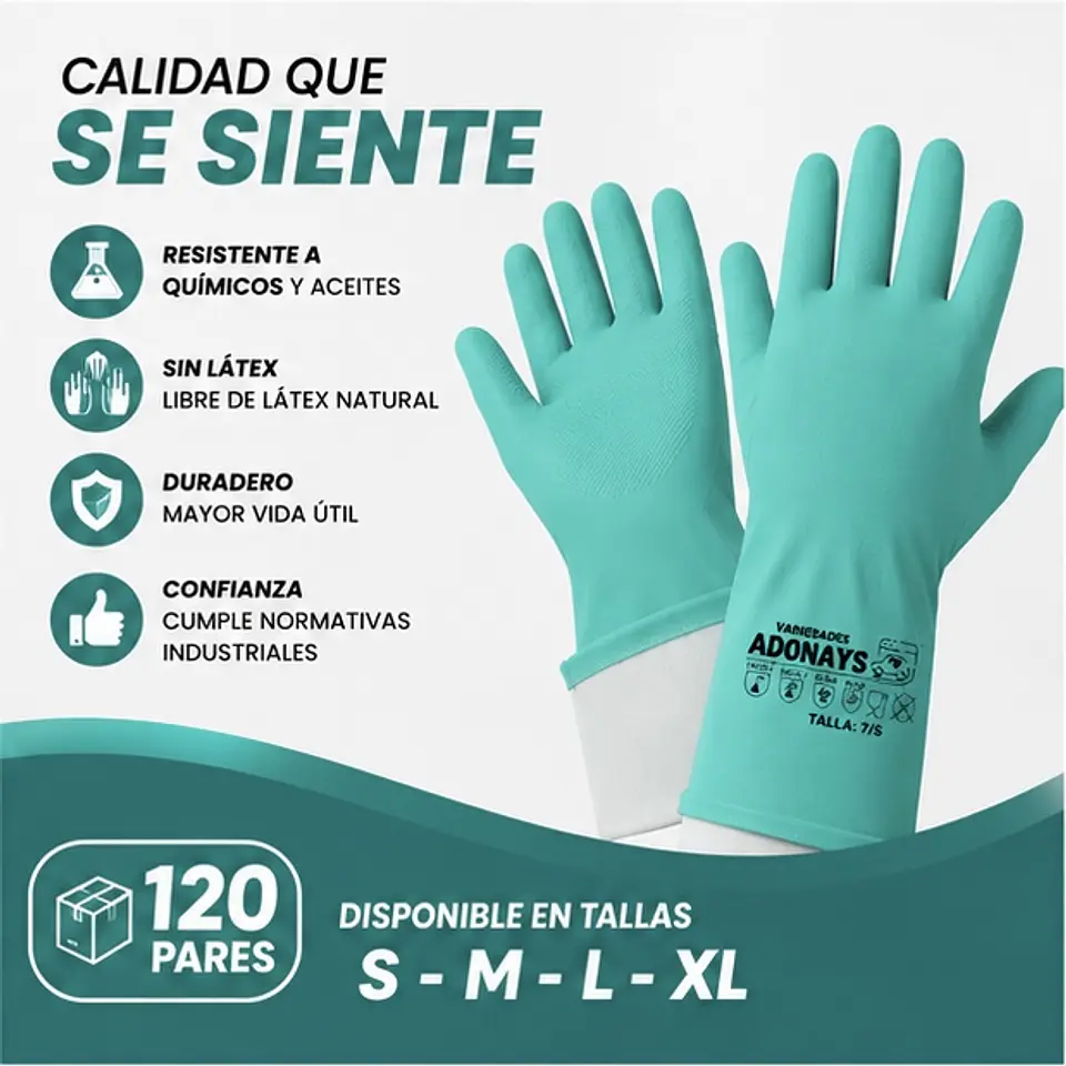 Guantes Nitrilo Industrial Verde Limpieza – Embalaje 120 Pares 3