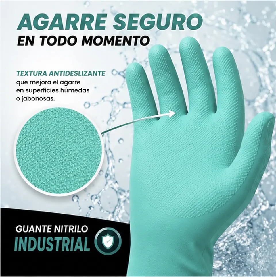 Guantes Nitrilo Industrial Verde Limpieza – Embalaje 120 Pares 5