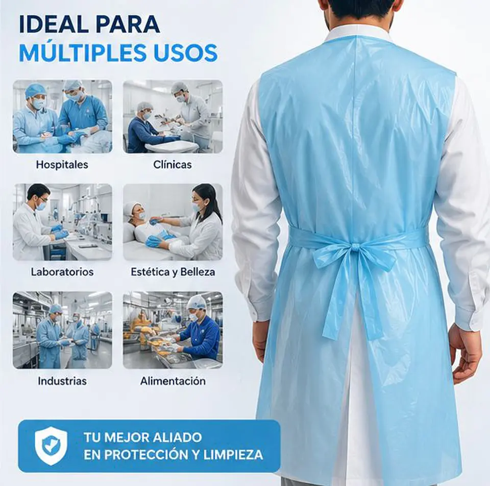 Pechera Plástica Desechable Azul – Embalaje 200 Unidades 4