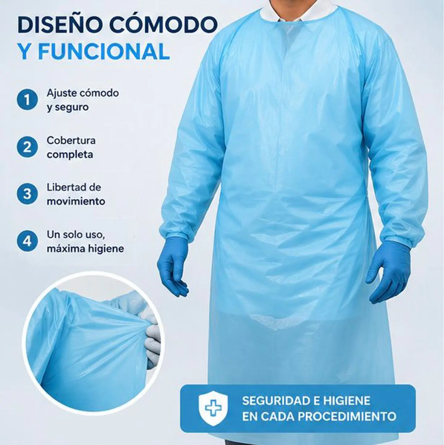 Pechera Plástica Desechable Azul – Embalaje 200 Unidades 3