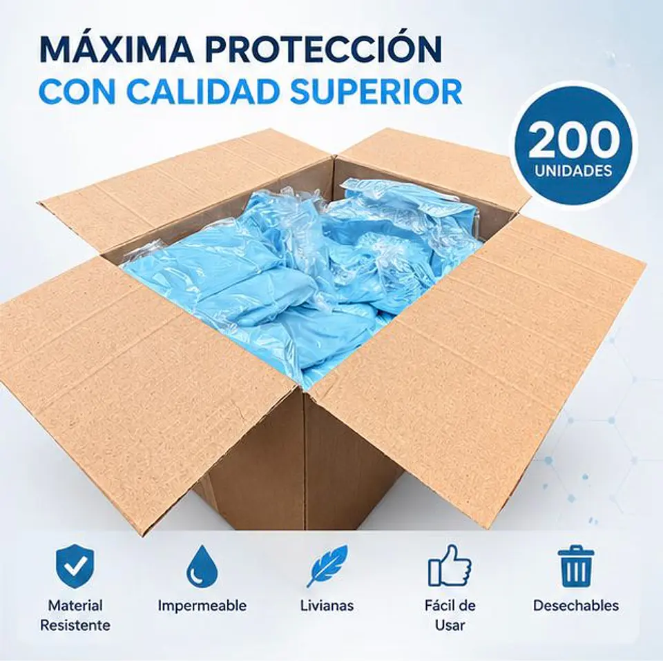 Pechera Plástica Desechable Azul – Embalaje 200 Unidades 2