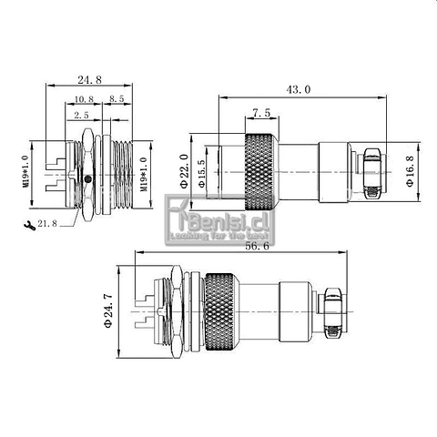 PACK 3 CONECTORES GX20 9PIN