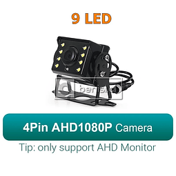 CAMARA RETROCESO 9 LED AHD 1080P CONECTOR 4PIN