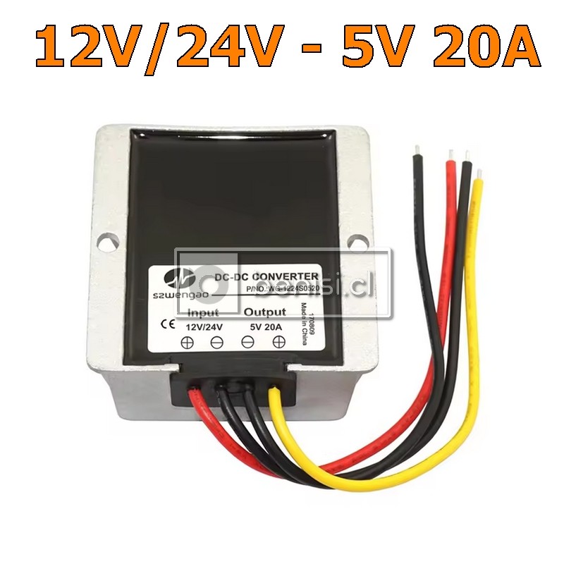 INVERSOR / CONVERTIDOR DC-DC 12V/24V A 5V 20A 100W