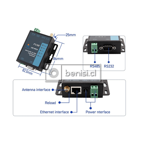 CONVERTIDOR SERIAL RS232 RS485 A WIFI / ETHERNET