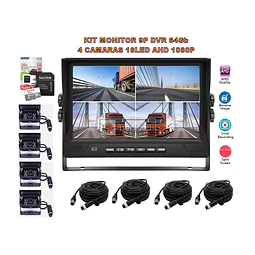 KIT MONITOR 9P DVR 128GB Y CAMARAS 18LED AHD 1080P
