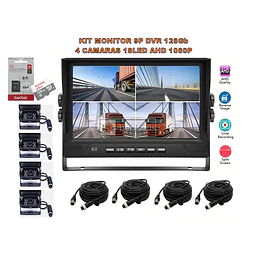KIT MONITOR 9P DVR 128GB Y CAMARAS 18LED AHD 1080P