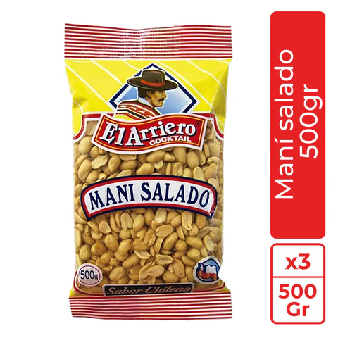 Display Maní salado 500gr El Arriero