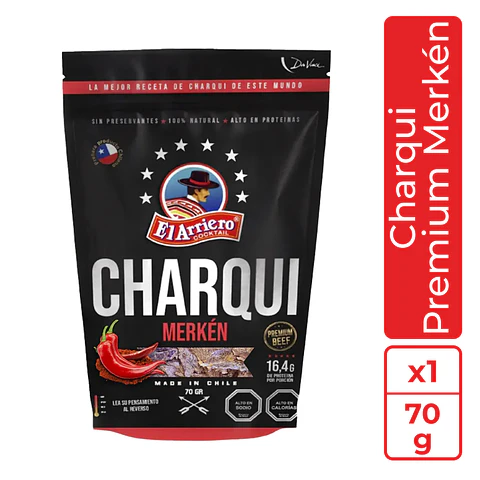 Charqui Premium de equino sabor merkén 70gr El Arriero