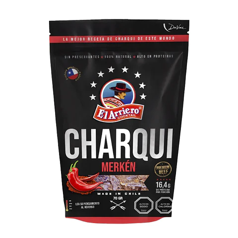 Charqui Premium de equino sabor merkén 70gr El Arriero