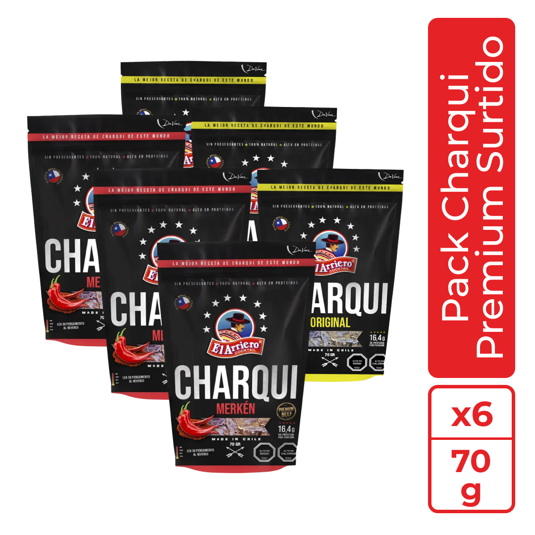 Pack Charqui Premium 70g (3 Originales - 3 Merkén) 1