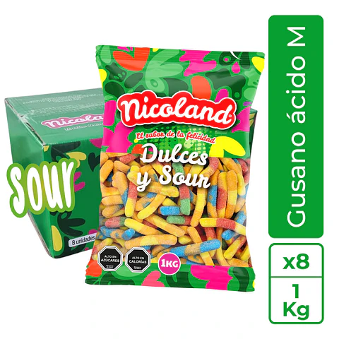 Caja gomita Gusano ácido M
