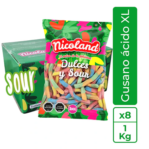 Caja gomita Gusano Ácido XL