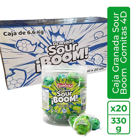 Caja Granada Sour Boom - Gomita 4D