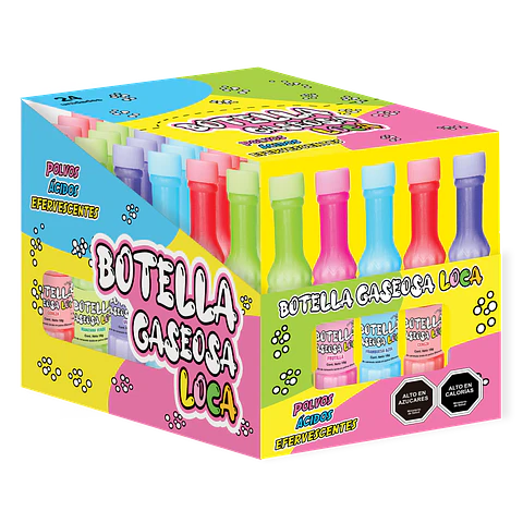Botella gaseosa loca - Polvo de dulce ácido