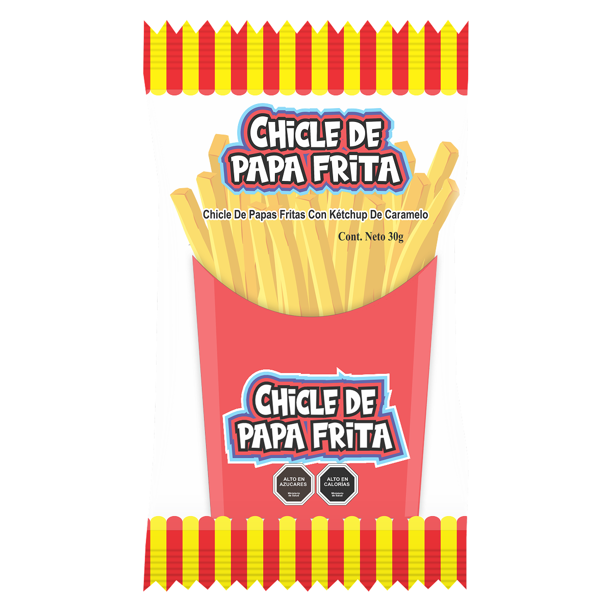 Chicle de papa fritas con kétchup de caramelo. 3