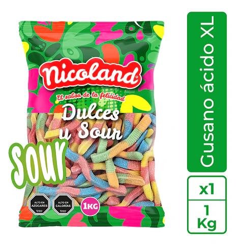 Gomita Gusano Ácido M 1 kg