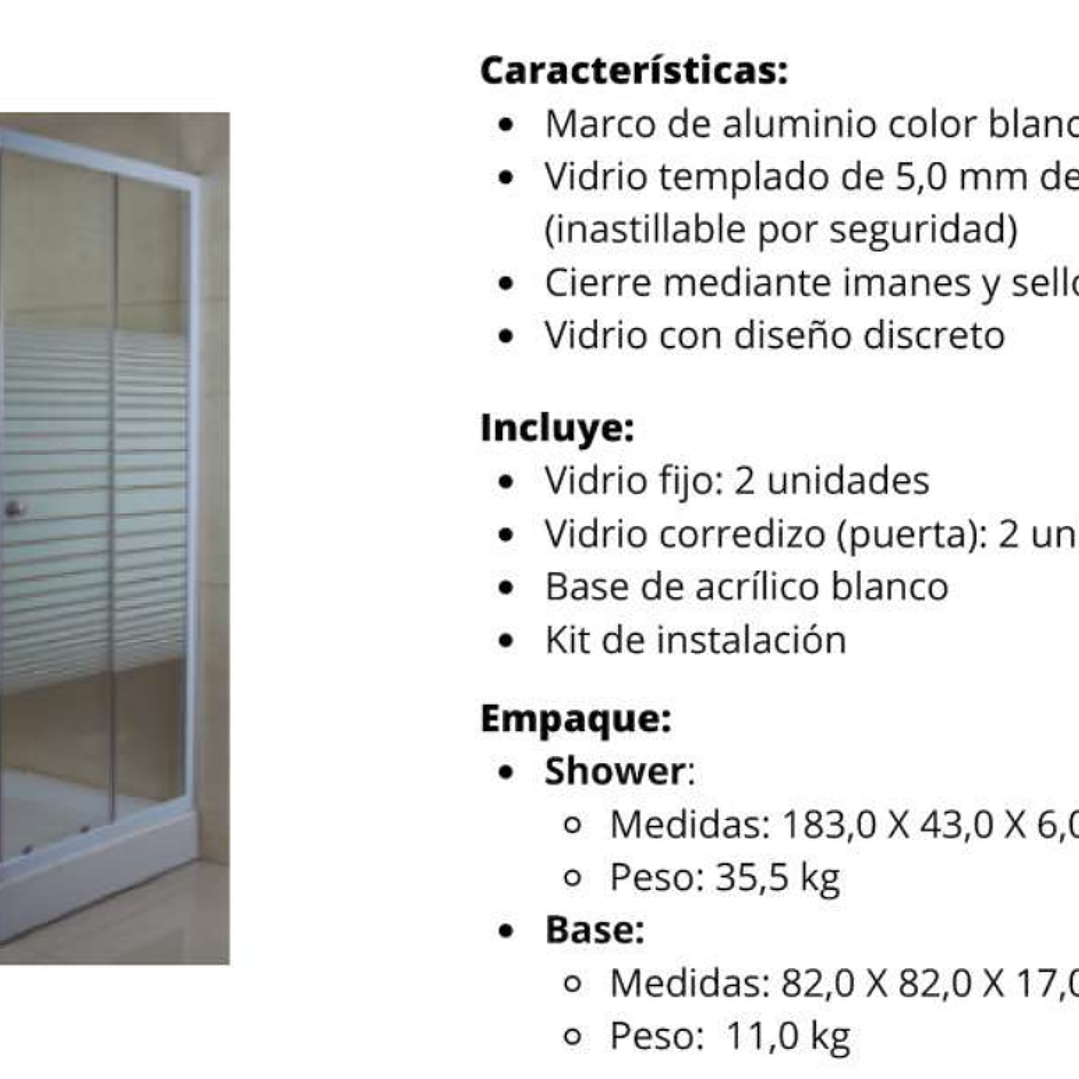 MAMPARA DUCHA ESQUINA 80x80x195 DISCRETO 2