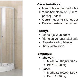MAMPARA DUCHA ESQUINA CURVA 80X100X195 IZQUIERDO