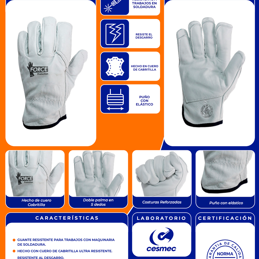GUANTE CABRITILLA REFUERZO 5 DEDOS L-230 4