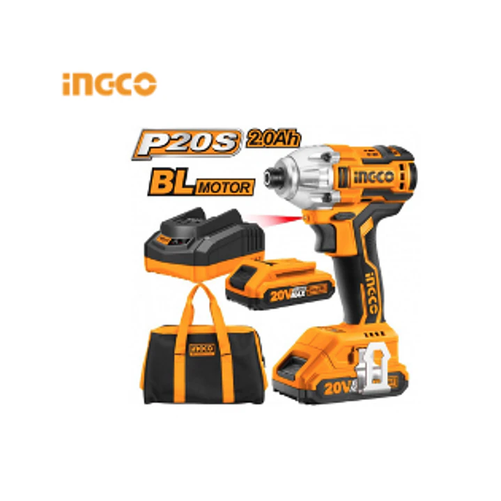 ATORNILLADOR IMPACTO INGCO 20V INALAMBRICO C/2 BAT. C/1 CARGADOR 1