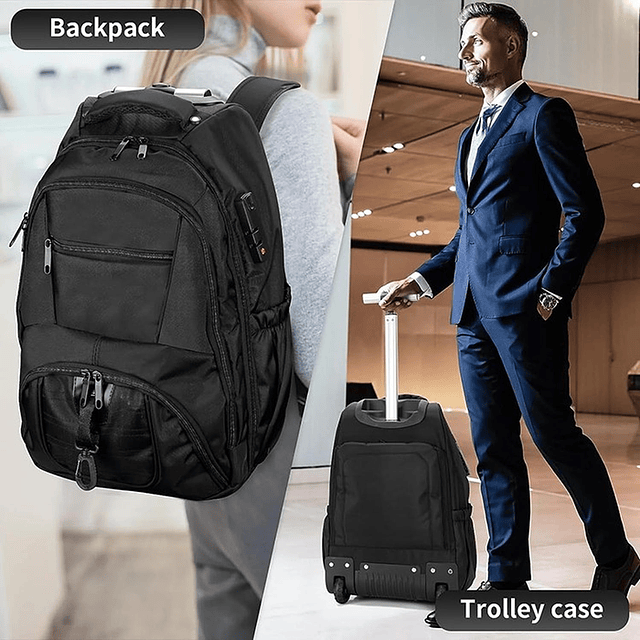 Mochila con Ruedas N Unisex para Portátil de Tela Oxford de 17'' 2