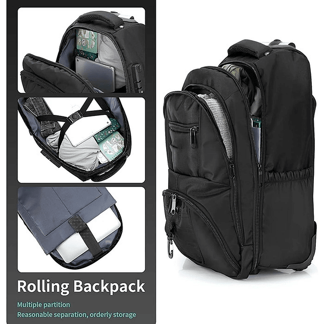 Mochila con Ruedas N Unisex para Portátil de Tela Oxford de 17'' 5