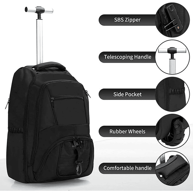 Mochila con Ruedas N Unisex para Portátil de Tela Oxford de 17'' 9