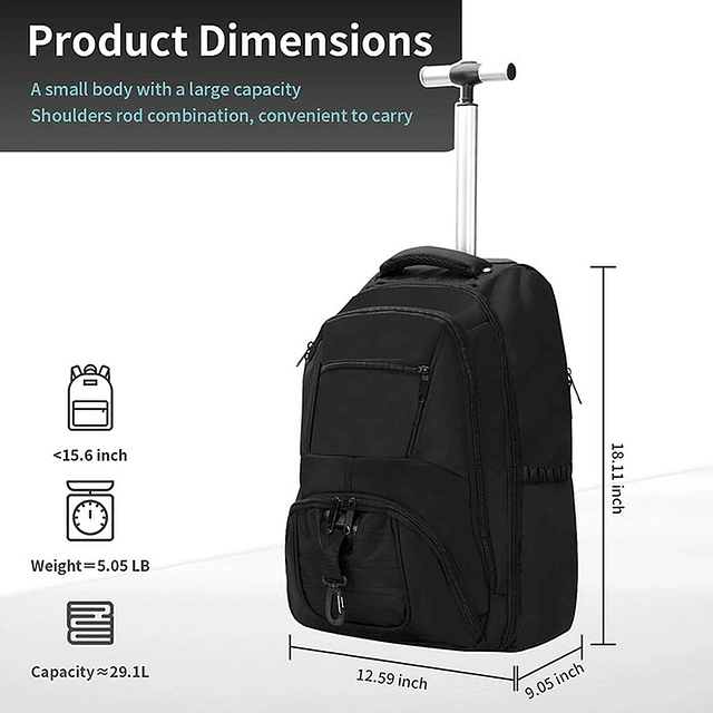 Mochila con Ruedas N Unisex para Portátil de Tela Oxford de 17'' 10